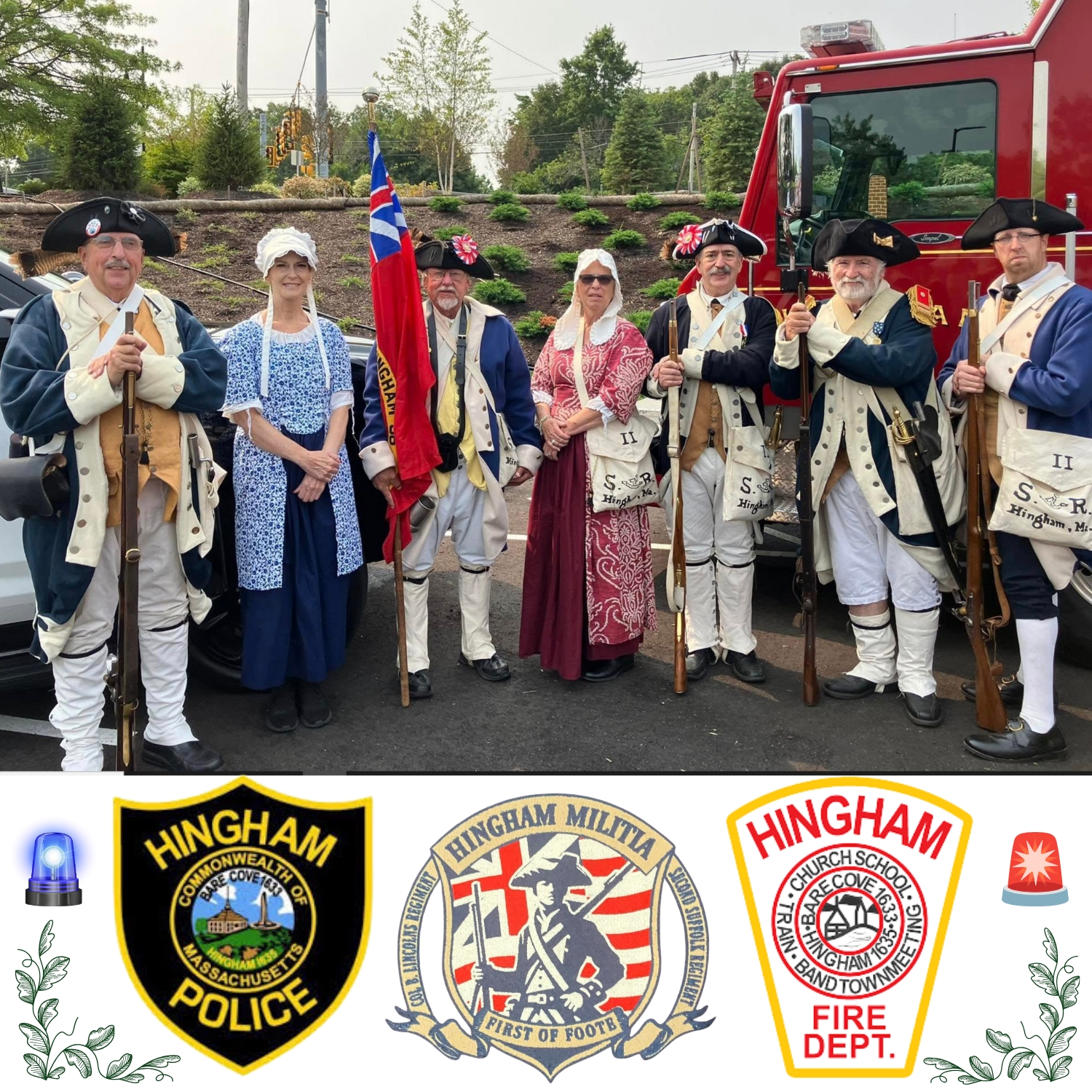 The Hingham Militia company render honors at the opening of the new police and fire station in Hingham
